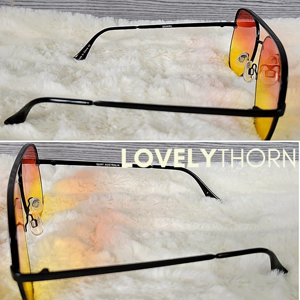QUAY // ltd ed desi collab oversize black frame orange yellow aviators FLAWED - Picture 12 of 16